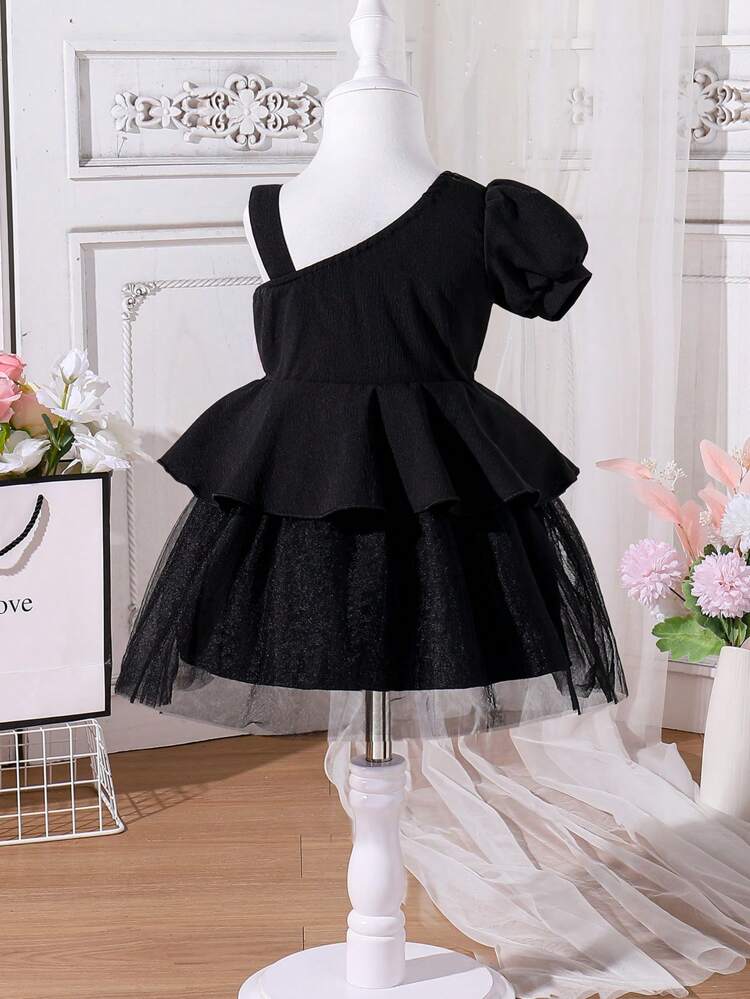 Baby Girl 3D Mesh Flower Decoration Dress