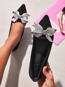 CUCCOO CHICEST Woman Shoes Black Flat Shoes With Bow Detailing Wedding Shoes Vacation Shoes Summer - Black - View 1