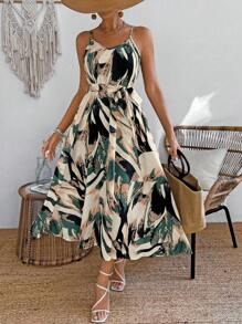 Breezaya 女士休闲长款吊带连衣裙，夏威夷风格夏季沙滩裙长款女装 - 彩色 - 查看 3