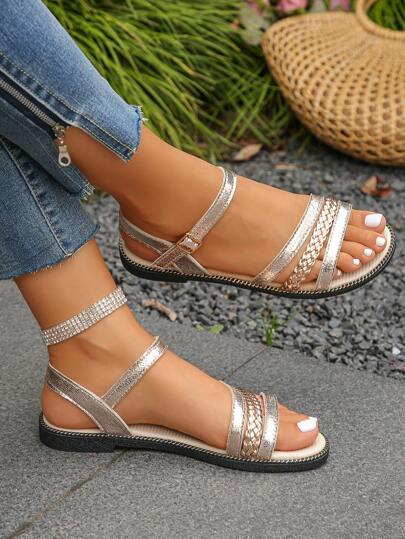 1 par de sandalias planas casuales de verano, livianas, ligeramente talla grande pequeñas, adecuadas para adolescentes, antideslizantes y versátiles