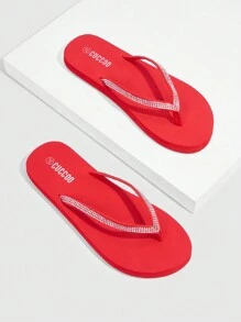 Grefit Women's Fashionable Slide Sandals Spring Shoes Spring Break Easter For Casual Beach Style For Christmas - Red - View 5