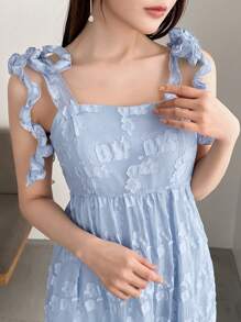 FRIFUL Women's Solid Color Strap Holiday Style Mid-Length Dress,Ruffle