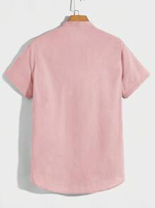 Manfinity BRENVOR Herren modisches, sommerliches, einfarbiges, gewebtes Kurzarmhemd