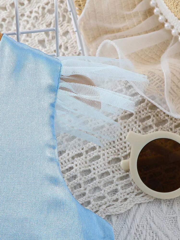 Fashionable Color Block Cap Sleeve Rainbow Striped Dress For Baby Girls