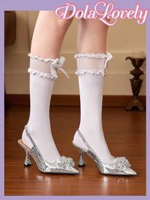 Dola Lovely Ladies' Gorgeous Silver High Heel Stiletto Dress Shoes For Summer Vacation Shoes Summer Christmas Party Witch Fall New Year Holiday - Silver - View 4