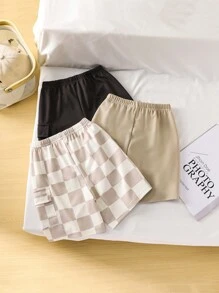 Shorts Xadrez Respiráveis e Confortáveis para Menino Jovem, Adequados para Primavera, Verão e Outono, Casual e Versátil, Confortáveis e Adequados para Atividades ao Ar Livre, Escola e Casa, Idades 4-7