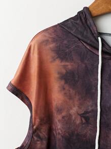 SHEIN Unity 女士扎染印花短袖宽松连帽休闲T恤，夏季 - 彩色 - 查看 3