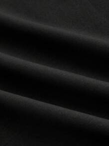 ROMWE Casual Gothic Style Off Shoulder Slit Trumpet Sleeve Ladies High Split Dress - Black - View 4