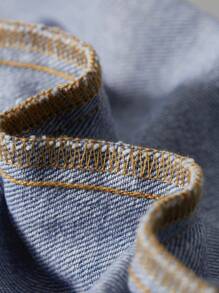 SHEIN Jean ample décontracté de couleur imprimé étoile pour garçon jeune, sac leger, à la mode pour quotidien et été, vêtements d'été mignons pour l'école - Bleu azur - Voir 12
