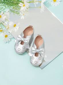 Toddlers' Silver Matte Bow Decoration Casual Flat Shoes - Gold - View 6