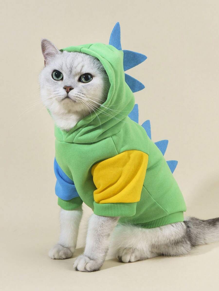 PETSIN 可愛恐龍 Cosplay 雙色款寵物運動衫，1件 - 彩色 - 查看 1