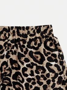 SHEIN VCAY Set de 3 shorts de talla grande para mujer en unicolor y estampado de leopardo - Marrón - Ver 5