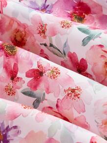 SHEIN MOD Romantic Vintage Floral Allover Print Multi-Layer Strapless Dress Graduation Party - Pink - View 3