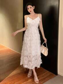 DAZY Women's Solid Color Simple Daily Cami Dress Prom Dress Sundress,Formal Women Dresses Elegant Women Dresses - White - View 7