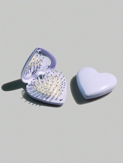 Kawaii مشط مرآة وسادة هوائية قابلة للطي على شكل قلب قابل للحمل