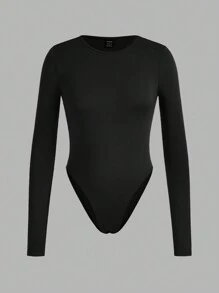 SHEIN EZwear 3pcs Women Solid Color Crew Neck Long Sleeve Bodysuit, Suitable For Spring And Autumn - Multicolor - View 9