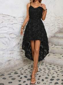 SHEIN Clasi Ladies' Fashionable Textured Fabric Dress - Black - View 4