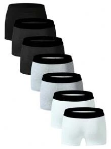 男性短褲，透氣加大尺寸內衣，前部平角四角和彈性腰帶（7件裝） - 彩色 - 查看 2