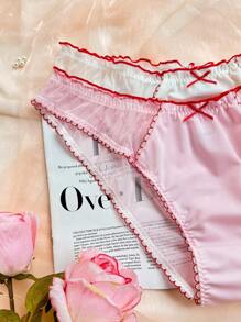 PetitDoll PetitDoll 3 Stück/Set Große Größen Kontrast Mesh Farbblock Besatz Höschen Unterwäsche