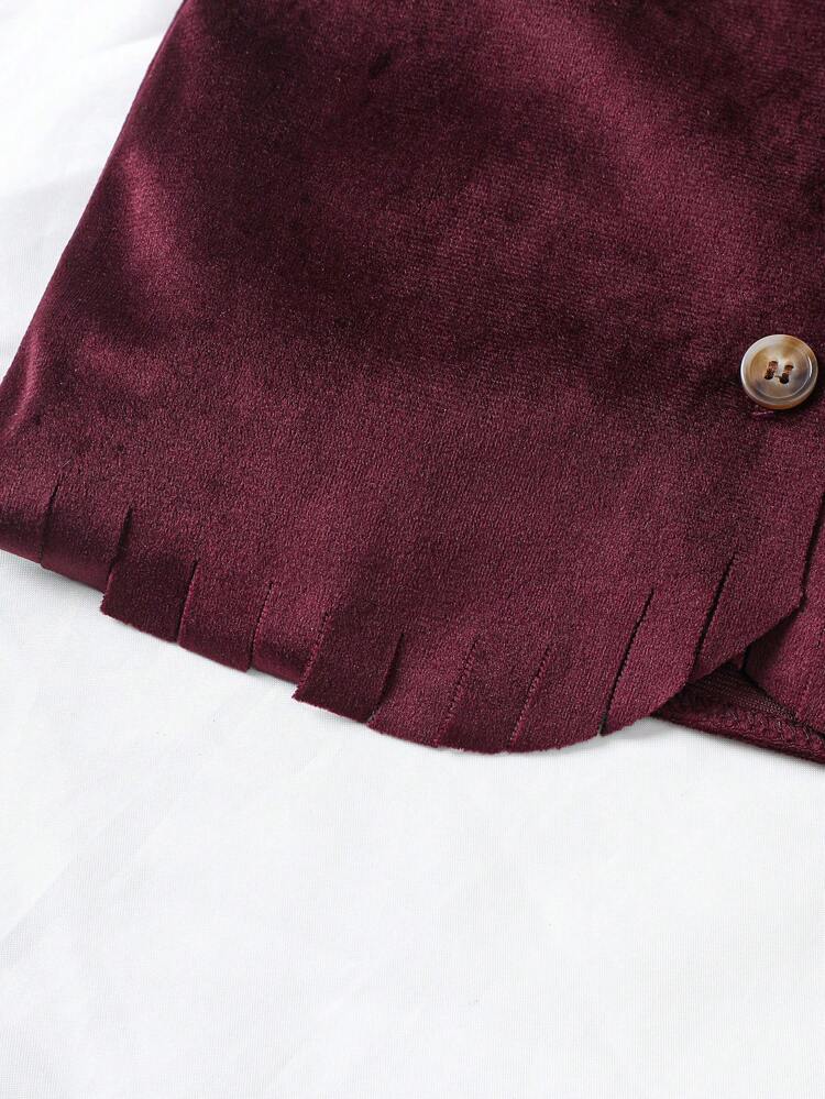 Western Cowboy Style Baby Outfit: Cowboy Hat And Scarf, Suede Fringe Vest And Cow Pattern Fringe Pants