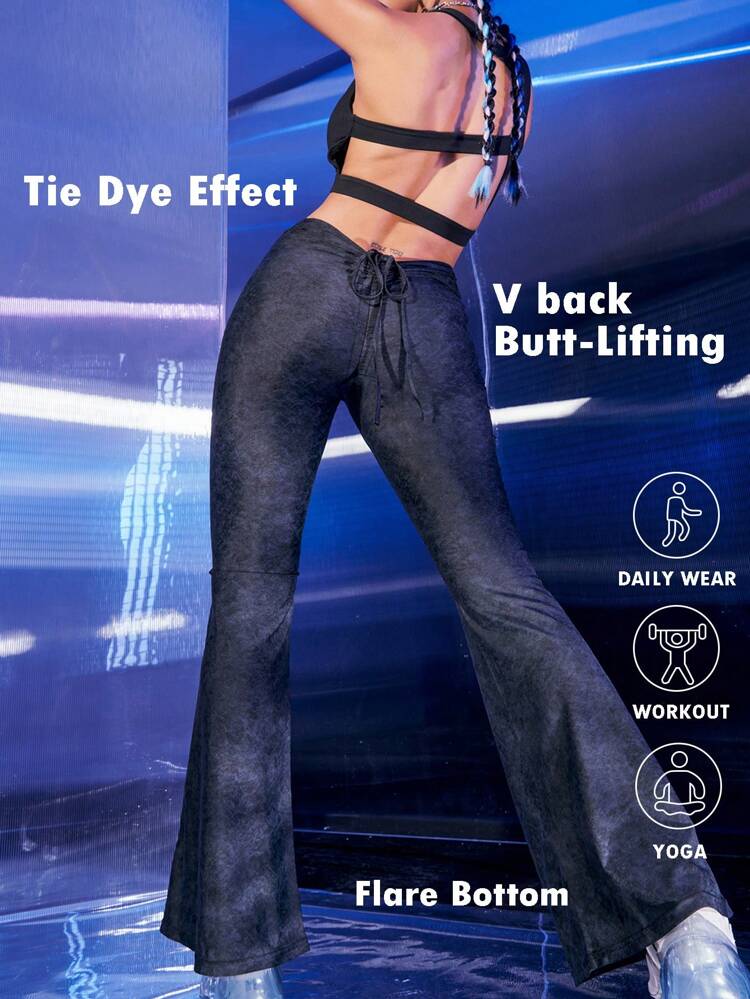 Seamless Workout Sports Flare Leggings High Support Waisted Fall Daily Athleisure Yoga Tights Pilates HIIT Training Gym Tights Activewear Bottoms Clothes Print Buttery Soft Trousers Comfort Movement Functional Tummy Control Compression Squat Proof No Seam Pants Fall New Style Women Backless, Dance Core, Utilitarian Chic