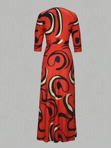 Spring And Summer Women's Half-Sleeve V-Neck, Waist-Cinching, Extra-Long Dress