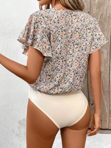 SHEIN Frenchy Body cruzado con estampado floral para mujer con escote en V, estilo de vacaciones de verano - Multicolor - Ver 2