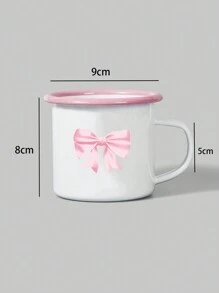 ROMWE Kawaii Cốc sứ cổ điển có viền màu hồng và chi tiết nơ - Hồng - Xem 5