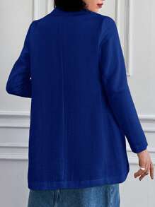 EURMUSE Lapel Neck Single Button Blazer - Blue - View 2