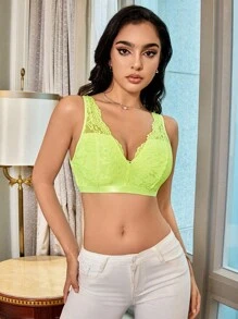 Women's Comfort Contrast Lace Wireless Bra