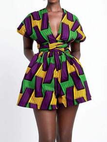 Women's Beach Halter Neck Printed Jumpsuit For Spring & Summer - Multicolor - View 6