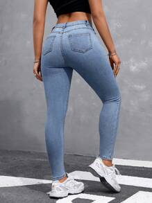 Jeanoix Jeans casuales ajustados para mujer con bolsillos, para uso diario