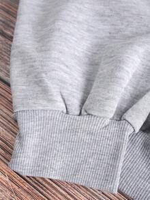 SHEIN LUNE 加大尺碼女士卡通圖案圓領運動衫 - 灰色 - 查看 3