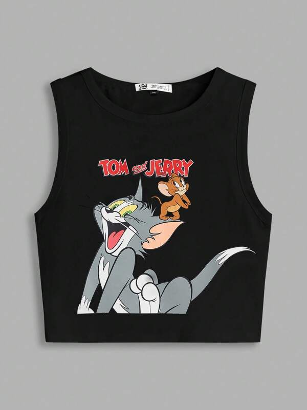 TOM & JERRY X SHEIN 夏季大碼卡通印花背心