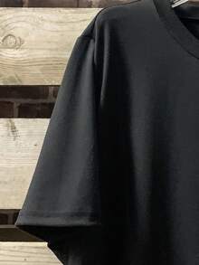 Fashionable Solid Color Loose Short Sleeve T-Shirt For Plus Size Women - Black - View 5
