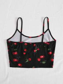 SHEIN EZwear Cherry Print Crop Cami Top