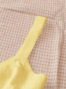 Soleia 女式休閒度假不對稱荷葉邊紐帶前打結背心上衣 - 黃色 - 查看 5