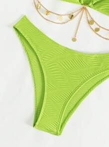 SHEIN Swim Women's Vacation Round Ring Link Sexy Bikini Set Summer - Green - View 5
