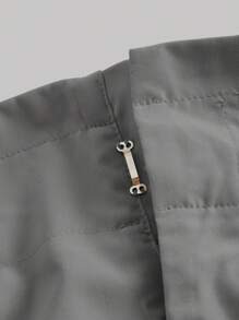 SHEIN MOD Slant Pocket Belted Khaki Straight Shorts With Free Belt - Grey - View 4