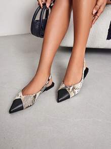 CUCCOO BIZCHIC Woman Shoes Fashionable Snake Pattern Slip-On Flat Shoes With Back Strap For Summer Vacation Shoes Summer Halloween Christmas Fall