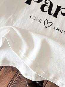 Tween Girl Casual Simple English Print Short Sleeve Round Neck White T-Shirt For Spring And Summer - White - View 5