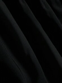 Chân váy chữ A xếp ly nhiều lớp cạp cao dài đến đầu gối, màu trơn, tối giản, đa năng dành cho nữ EARO, thiết kế cho mùa xuân/hè, màu đen thanh lịch. - màu đen - Xem 5