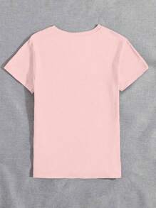 SHEIN 女士时尚宽松眼睛印花短袖 T 恤，带热转印图案，图形 T 恤，女式上衣