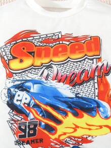 Young Girl Summer Cool Sports Casual Tee & Ruched Skirt 2pcs/Set Outfit, School, Campus, College - Blue - View 3