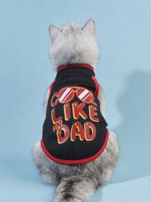 PETSIN Like Dad Đỏ & Đen In Hình Thú Cưng Áo Vest Mùa Hè Cho Chó/Mèo, Kem chống nắng và chống côn trùng, 1 cái - Nhiều màu - Xem 2