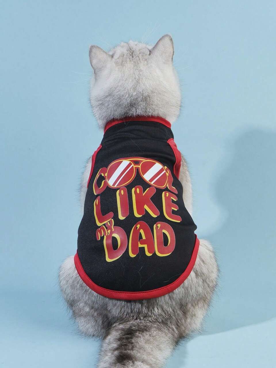 Like Dad Red & Black Print Pet Cat/Dog Summer Vest, Sunscreen And Insect-Proof, 1pc