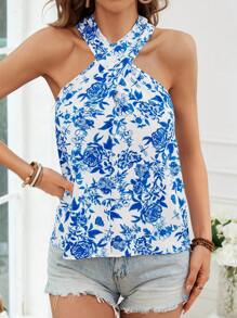 SHEIN VCAY Camisa de mujer estampada para atuendos de vacaciones y ocio en verano - Multicolor - Ver 3