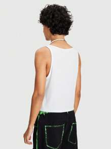 ROMWE MEN ROMWE Avant Men's Summer Casual Character Printed Round Neck Tank Top - White - View 6