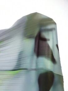 Slaydiva 大码休闲日常 - 多材质面料褶皱印花大码西装 + 春假春季 + 两件套裙子套装 - 綠色 - 查看 7