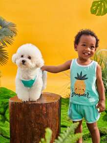 PETSIN Áo vest thú cưng in hình quả dứa đáng yêu, kem chống nắng và chống côn trùng, 1 cái - Nhiều màu - Xem 5